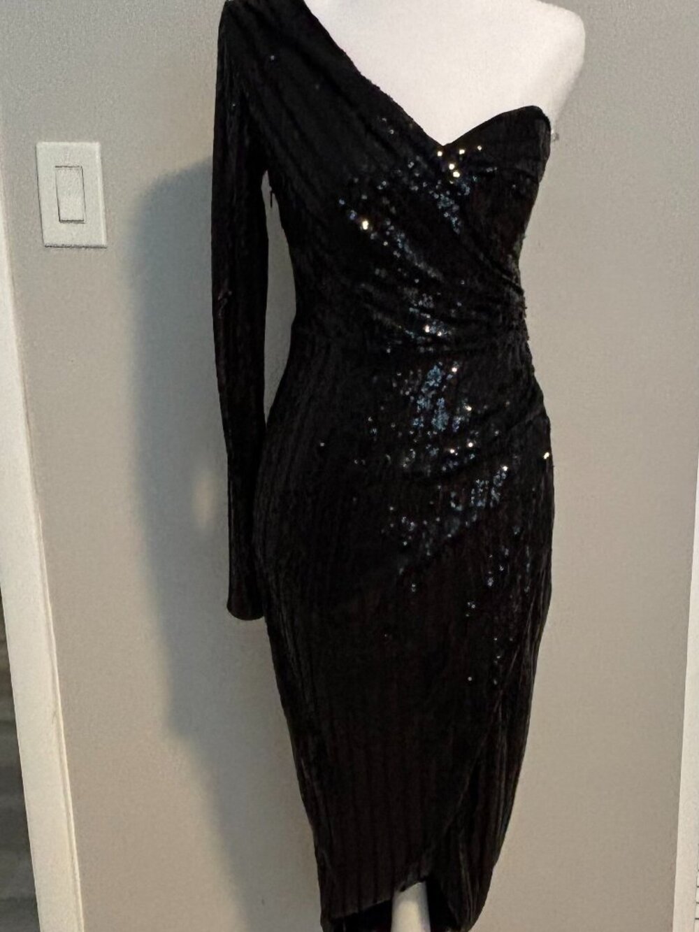 Black Sequence, One Sleeved Cocktail Dress, Lulus, SM